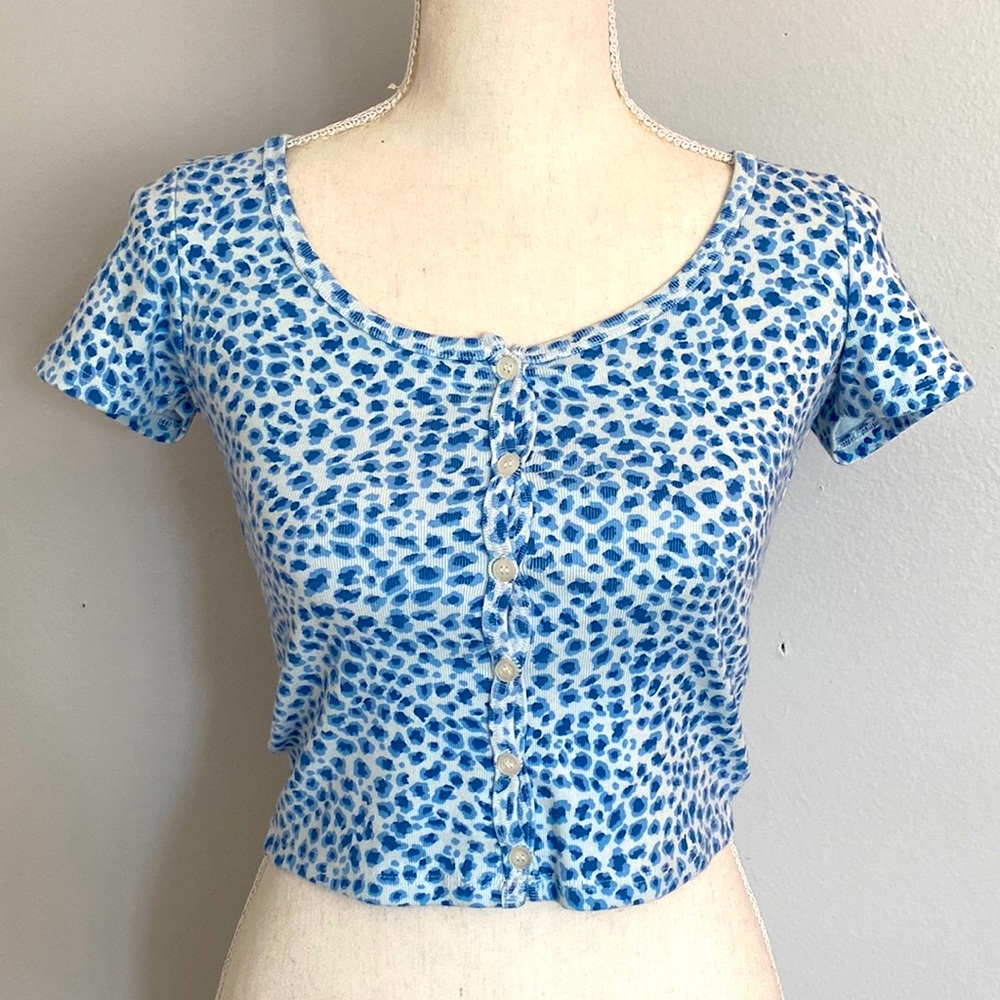 Brandy Melville Zelly Blue Cheetah Print Top, OS